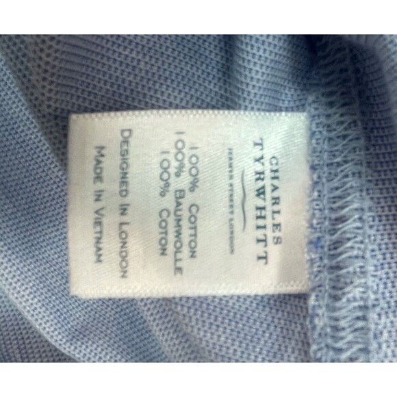 Charles Tyrwhitt Long Sleeve Solid Blue Non-Iron Slim Fit Size 16 ½"/33" - Picture 4 of 11